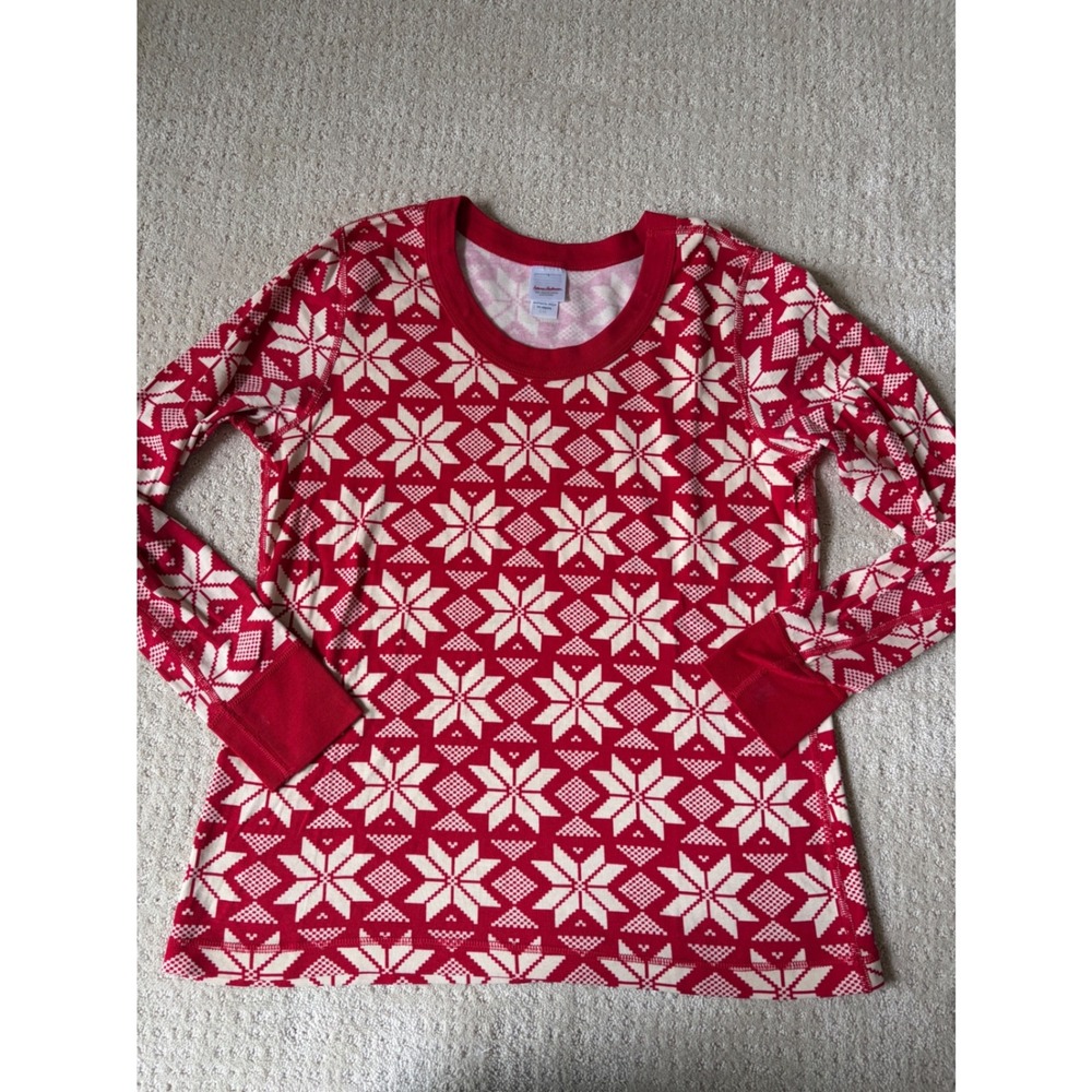Hanna Andersson Pajama Top L Snowflake Organic Cotton Cabincore Heritage Holiday